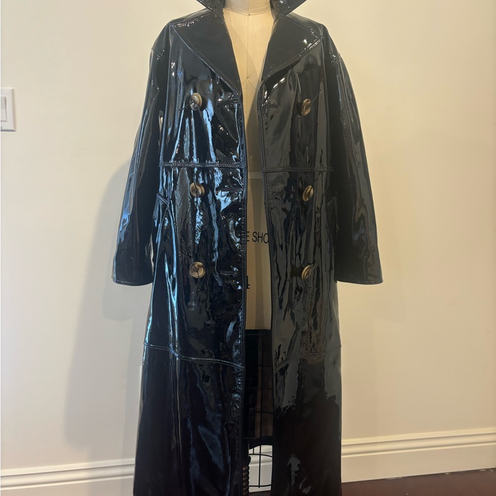 Tory Burch Black Glossy Trench Coat